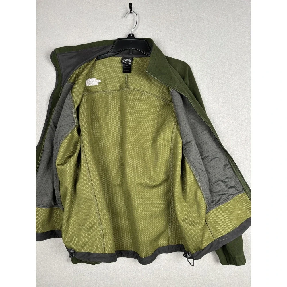 The North Face Jacket Mens Large Green Fleece WindWall Full Zip Hiking Outdoor